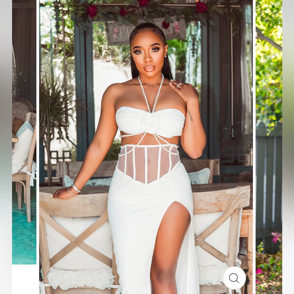 Skirt Set – White Pearl Corset & Maxi Skirt XS/S